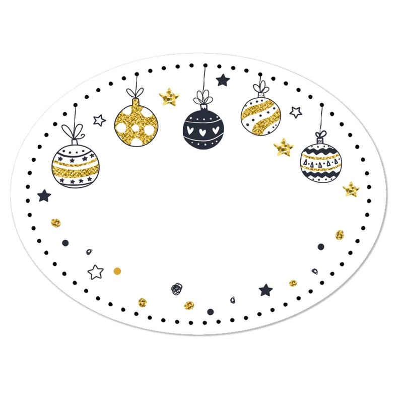 200 Weihnachtsetiketten zum Beschriften schwarz weiß gold