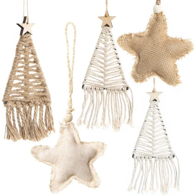 Weihnachtsanhänger Set - 5 weihnachtliche Christbaumanhänger Sterne + Bäume