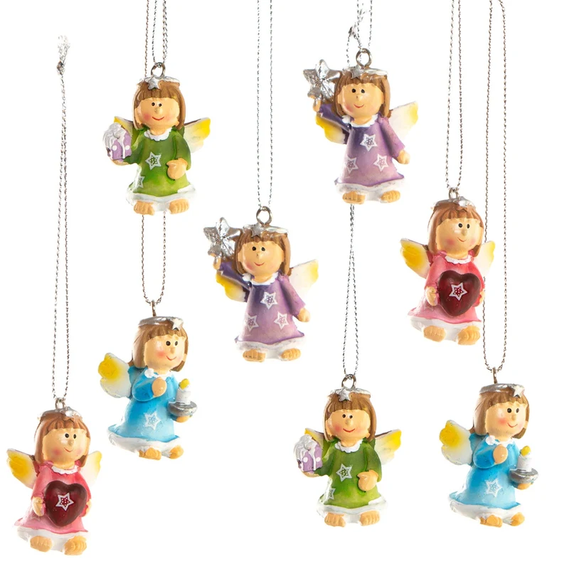 8 kleine Bunte Schutzengel Anhänger Gastgeschenk 4 cm