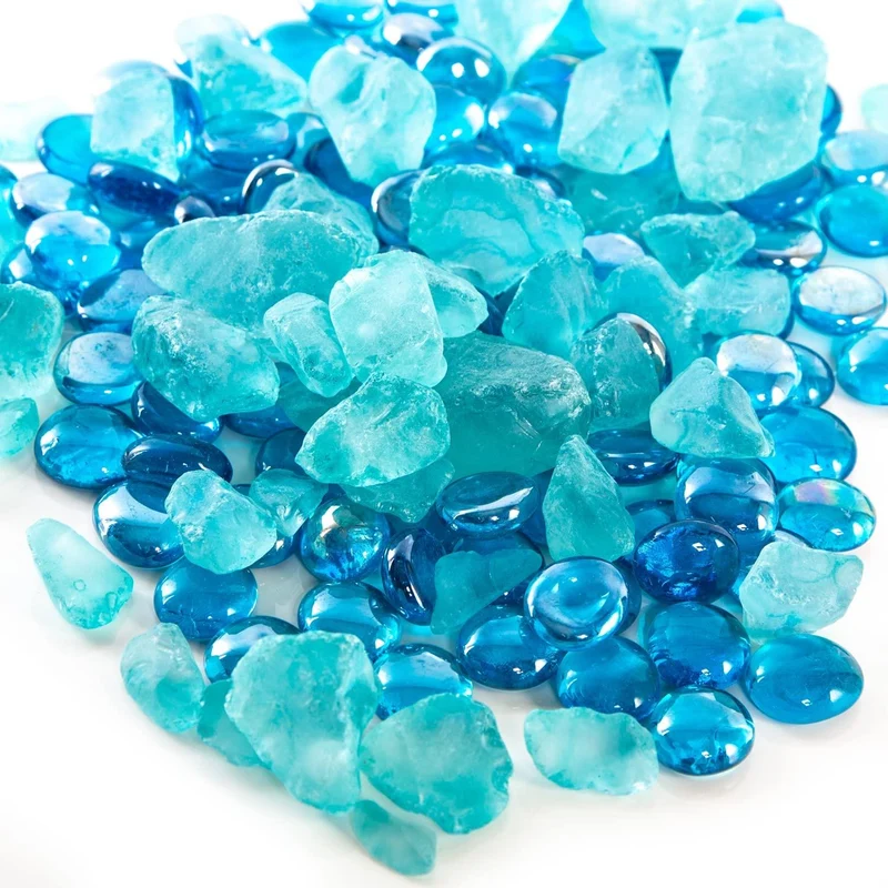 150 Glassteine - maritime Steine zum Basteln blau türkis hellblau