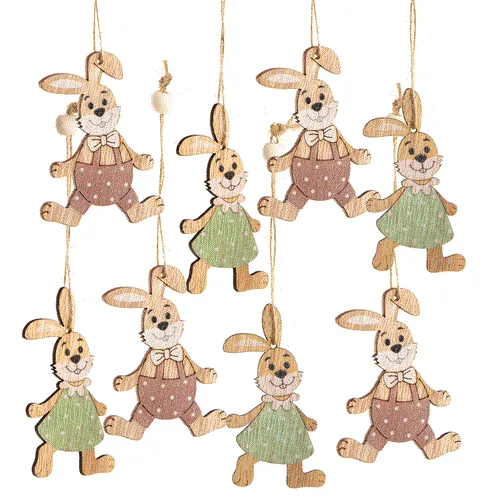 12 nostalgische Osteranhänger - Osterhasen Mädchen + Junge