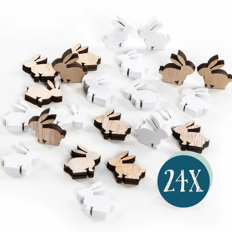 24 mini Hasen Streuteile Osterdeko 2,5 cm - kleine Osterhasen braun weiß