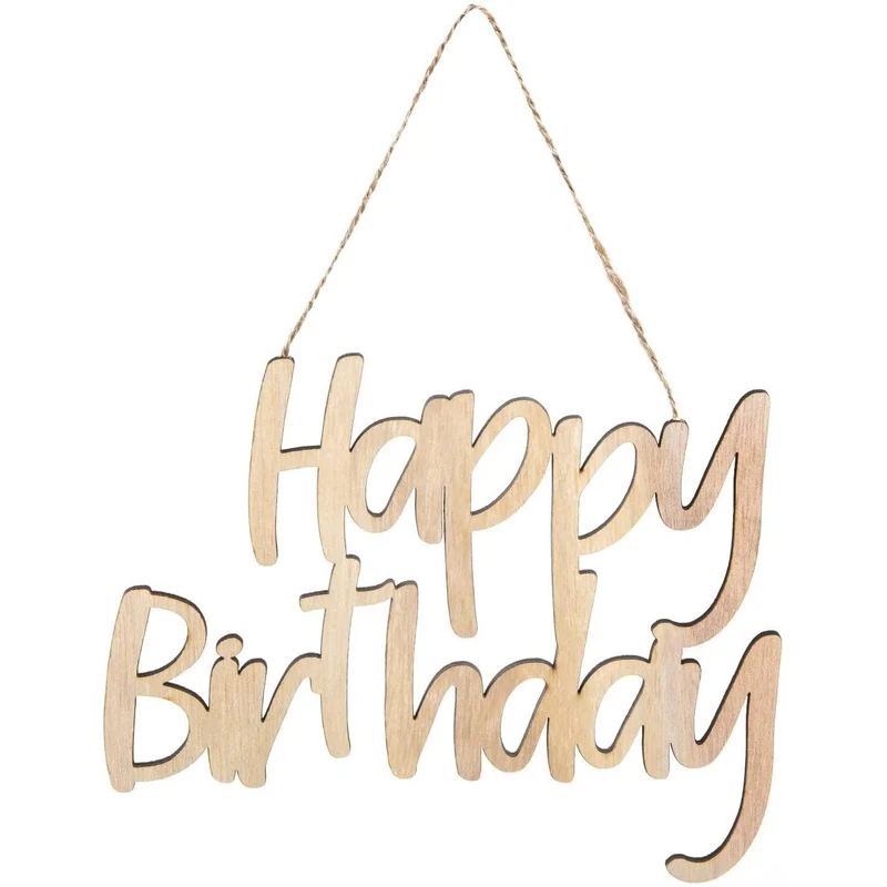 Holz Schriftzug Happy Birthday zum Aufhängen - Text Glückwunsch