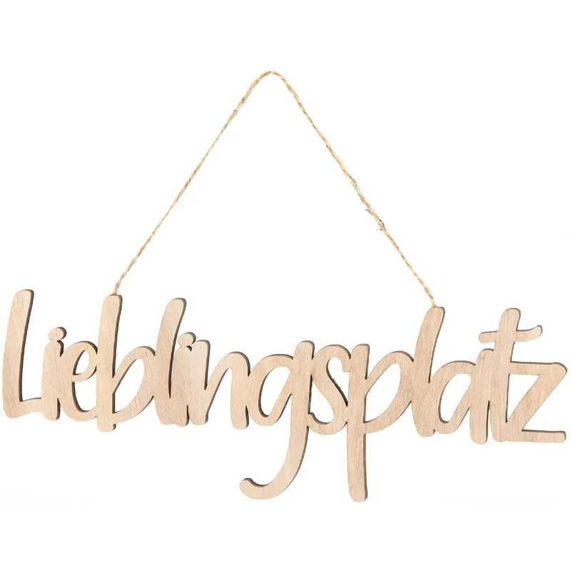 Holz Schriftzug LIEBLINGSPLATZ miz Schnur zum Aufhängen