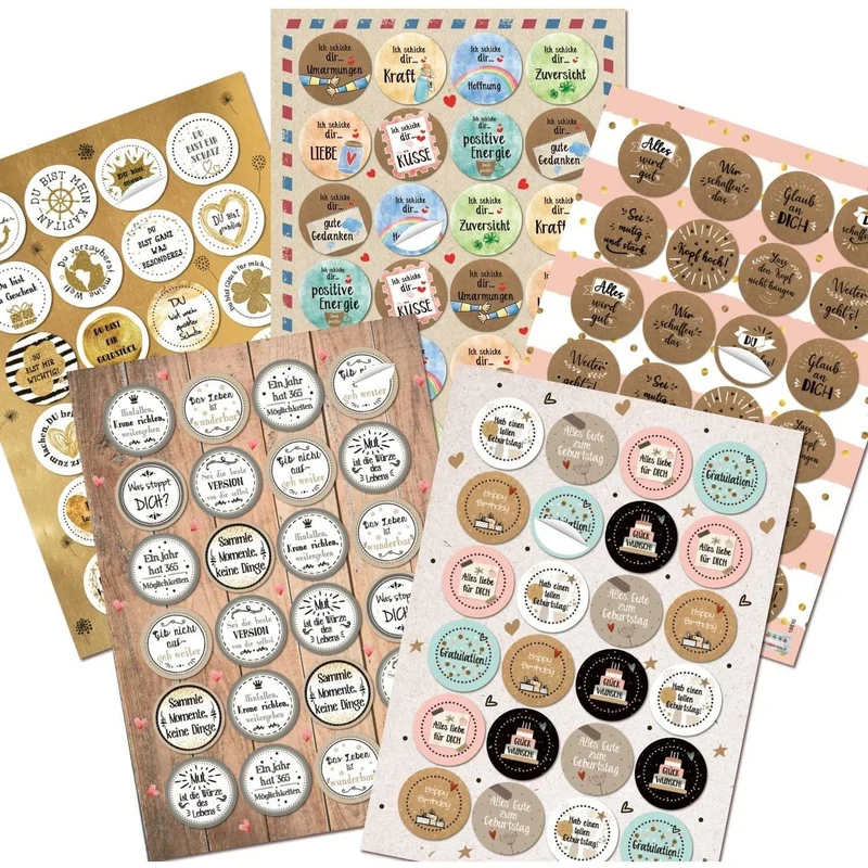 120 bunte Aufkleber - Sprüche Sticker Liebe Freundschaft Geburtstag