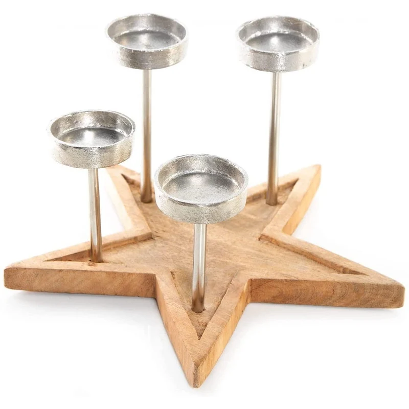 Kerzenhalter Gestell für 4 Kerzen - aus Holz & Metall