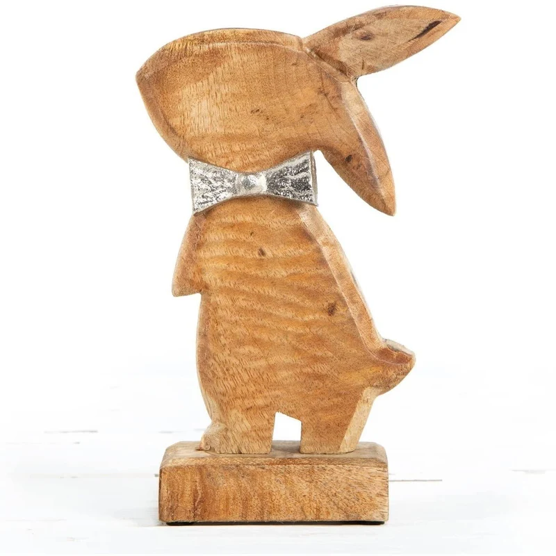 Braune Holzhasen Figur - 23 cm aus Holz - Osterdekoration Osterhase