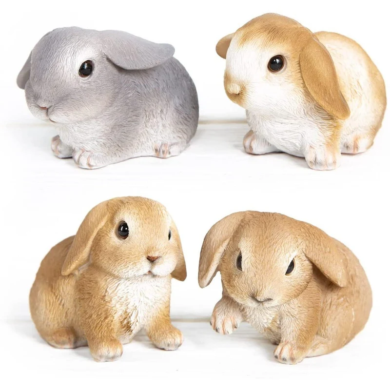 4 Osterhasen Figuren braun grau Ostern Deko - zum Hinstellen