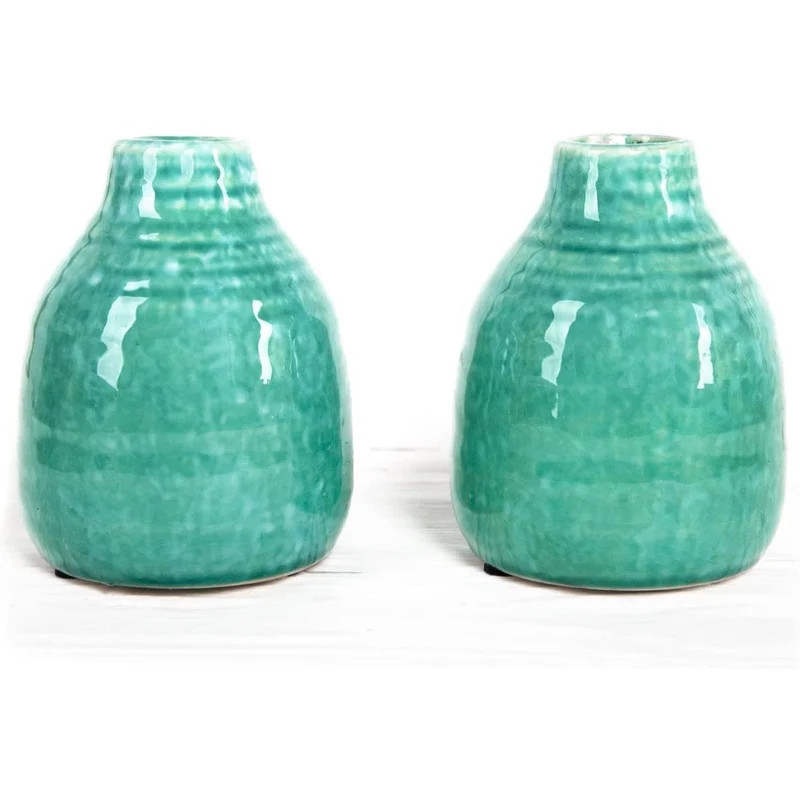 2 kleine Vasen aus Keramik 11 x 9 cm - Mini Blumenvasen
