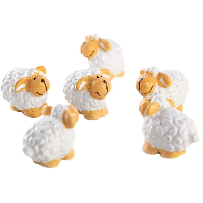 6 kleine Schafe weiß braun - Osterdeko Figuren Tischdeko