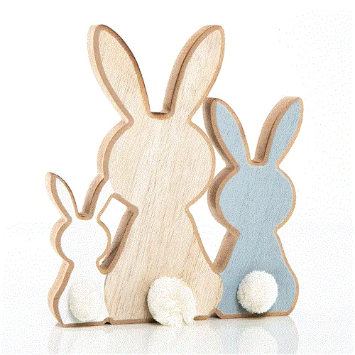 Hasenfamilie Figur aus Holz - 3 Osterhasen