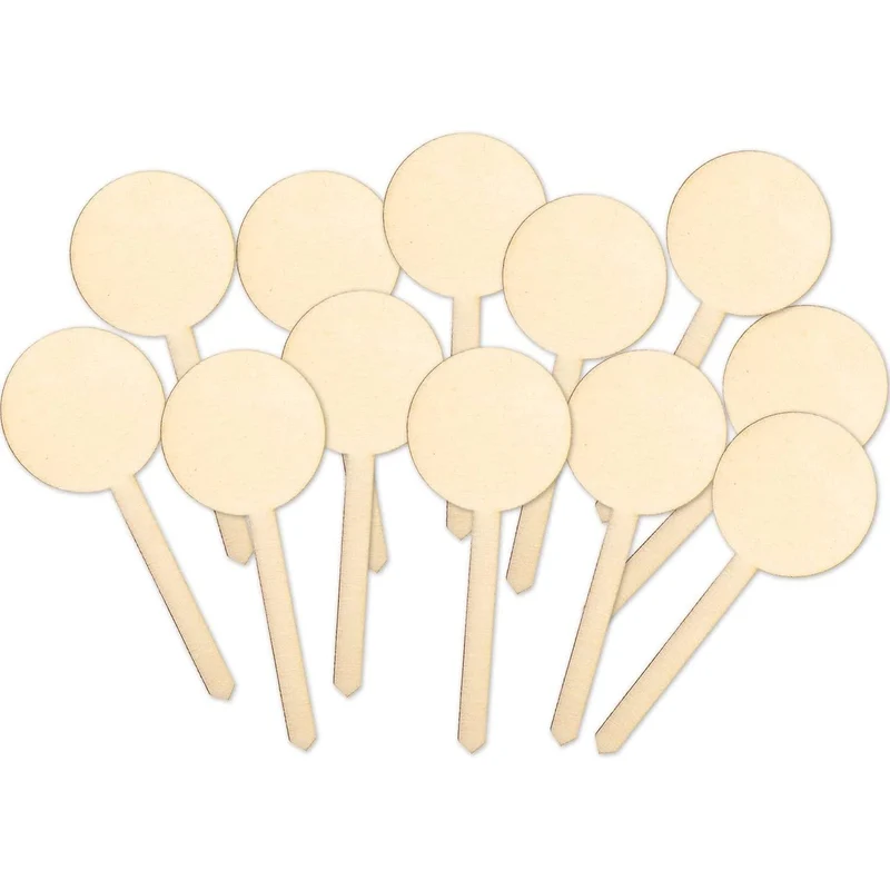 12 kleine Caketopper für Cupcakes, Muffins, kleine Kuchen - 9 cm aus Holz