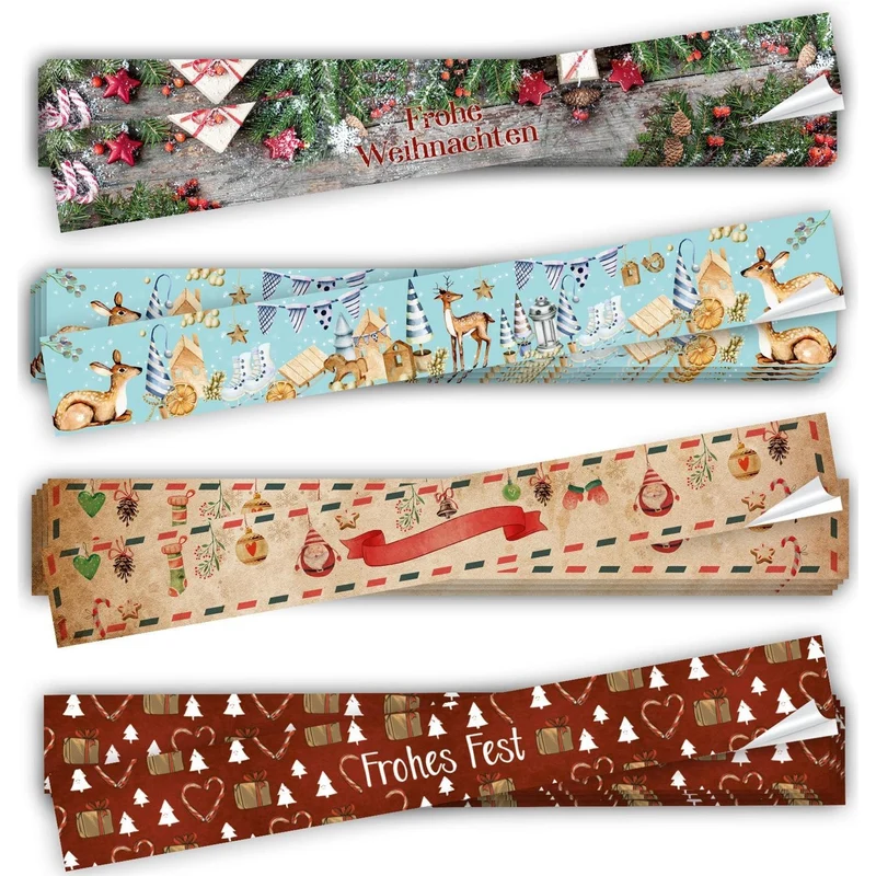 Großes Weihnachtsaufkleber SET - 40 bunte XXL Aufkleber in 5 x 42 cm - verschiedene Designs