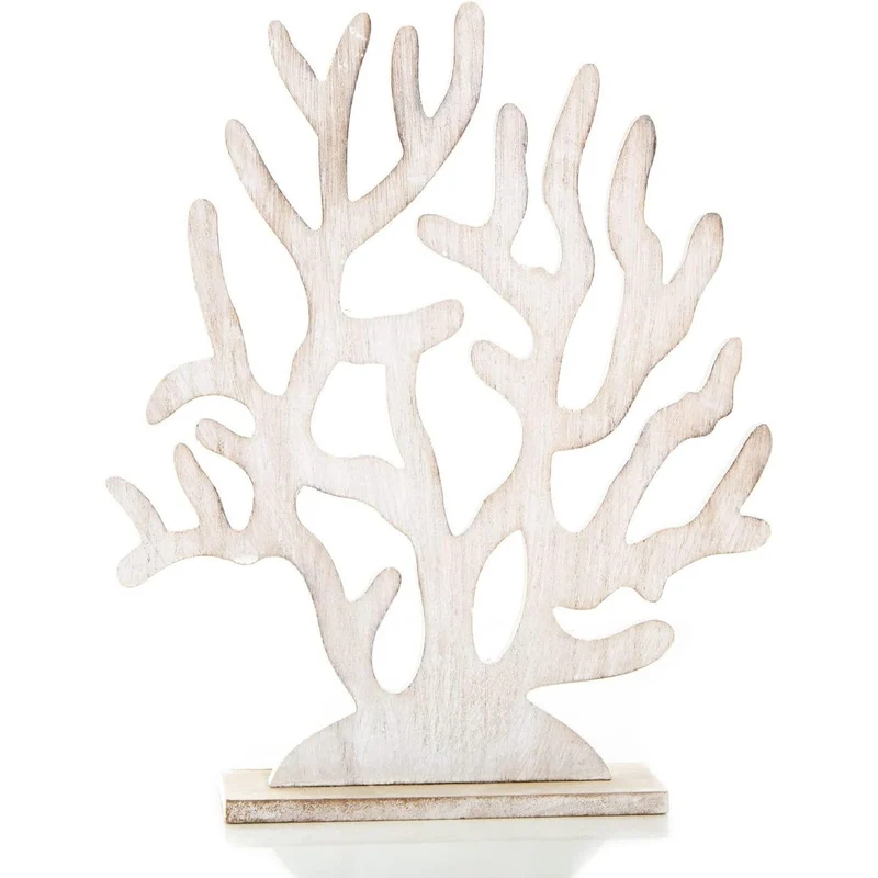 Koralle Seegras Figur aus Holz weiß Shabby chic - 33 cm