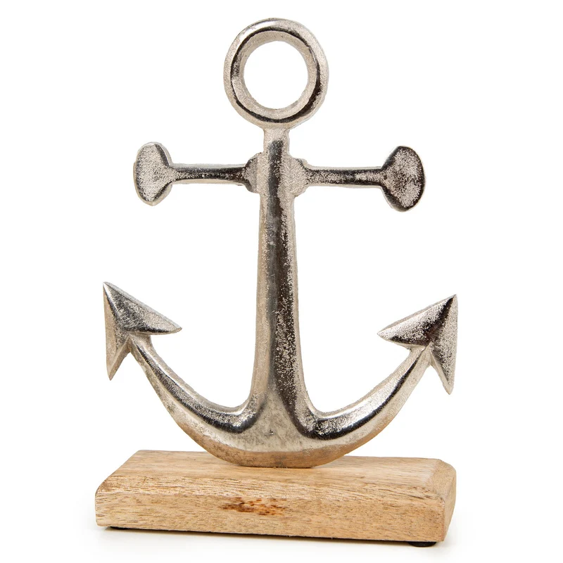Anker Figur zum Hinstellen aus Metall & Holz - als maritime Deko Geschenk