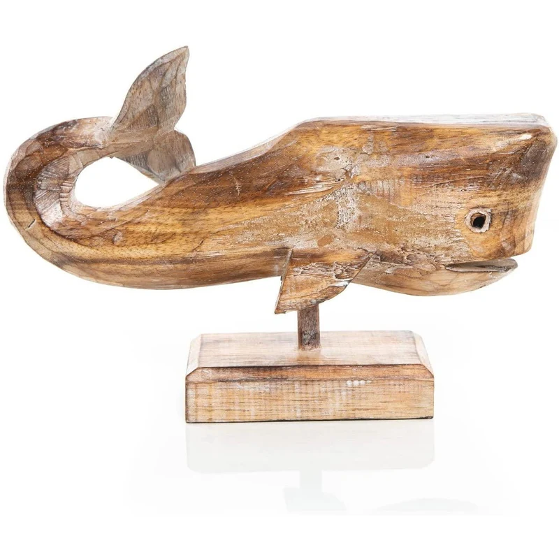 Dekorative Wal Figur aus Holz braun 29 cm - maritimes Dekoobjekt