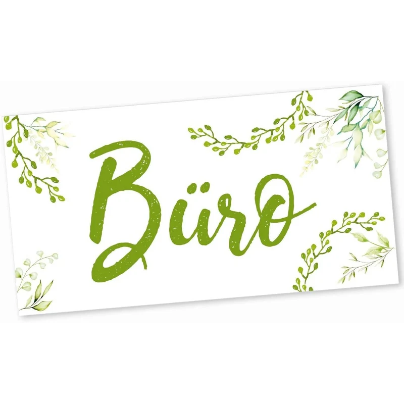 Büro Türschild grün weiß aus Alu Dibond - Büroschild 20 x 10 cm