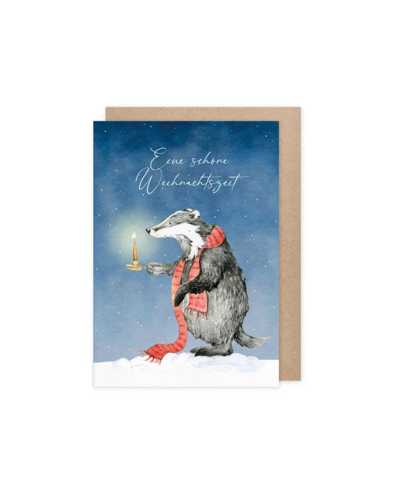 Weihnachtskarte "Dachs" vom Grätz Verlag