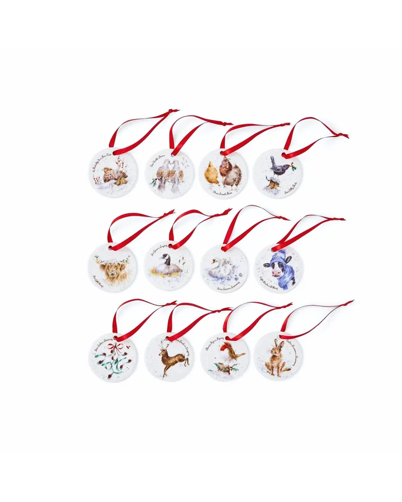 12 Days of Christmas Weihnachtsanhänger-Set von Wrendale Designs