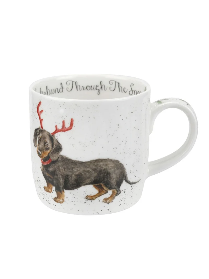 Dackel Weihnachtstasse "Dachshund Through The Snow" von Wrendale Designs