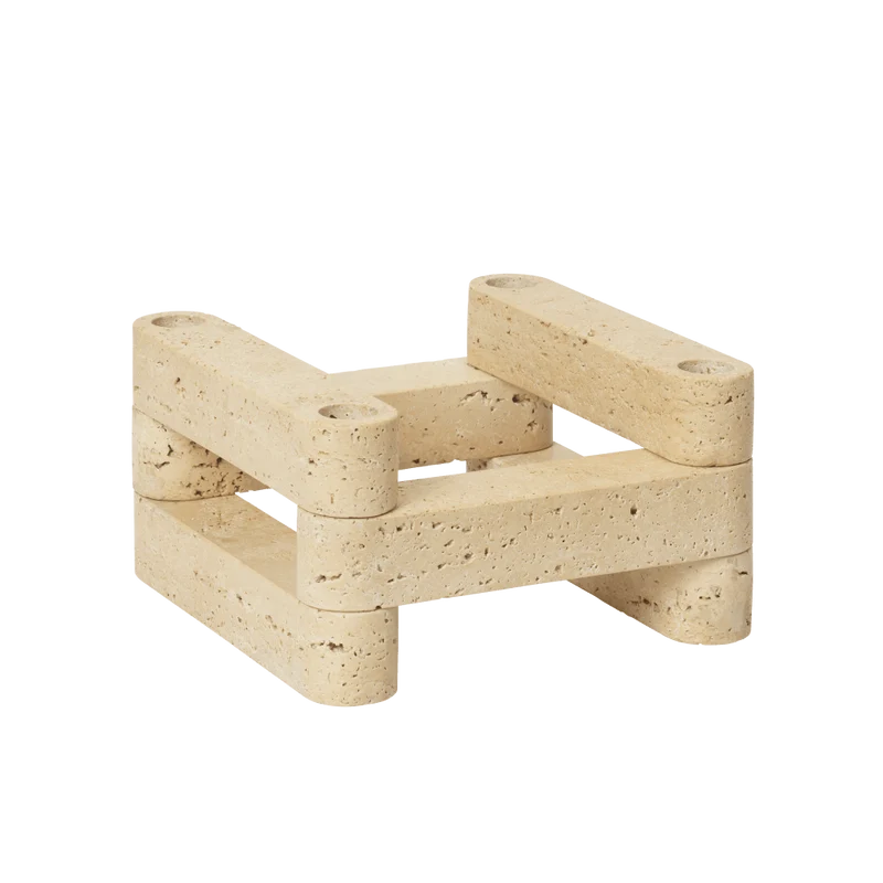 Modulare Kerzenhalter im Set Newel Travertin - ferm LIVING x Utzon