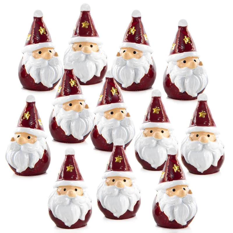 12 Mini Nikolaus Figuren - Weihnachtsmann Miniatur 3,5 cm