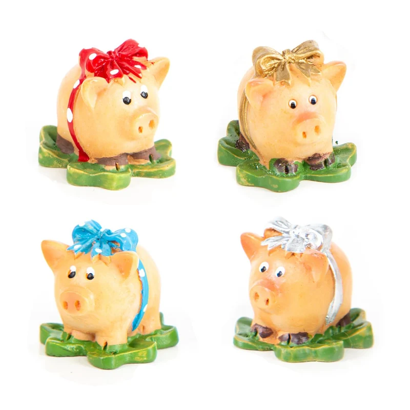 4 Bunte Glücksschweinchen 2025 Silvester Neujahr 3,2 cm
