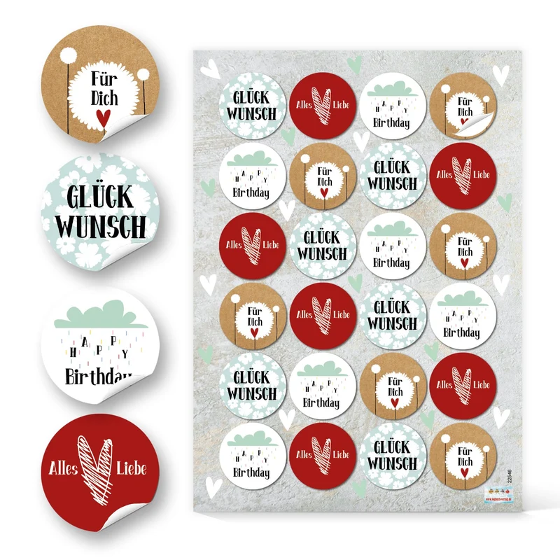 Glückwunsch Aufkleber für Geschenke & Verpackungen Ø 4 cm