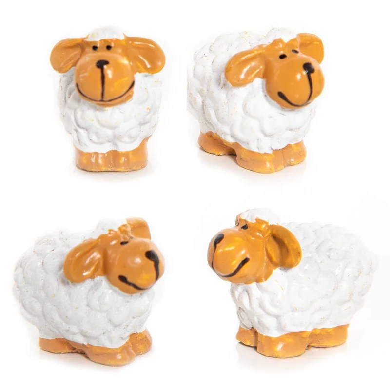 4 Mini Deko Schafe 3,5 cm Schäfchen kleines Geschenk