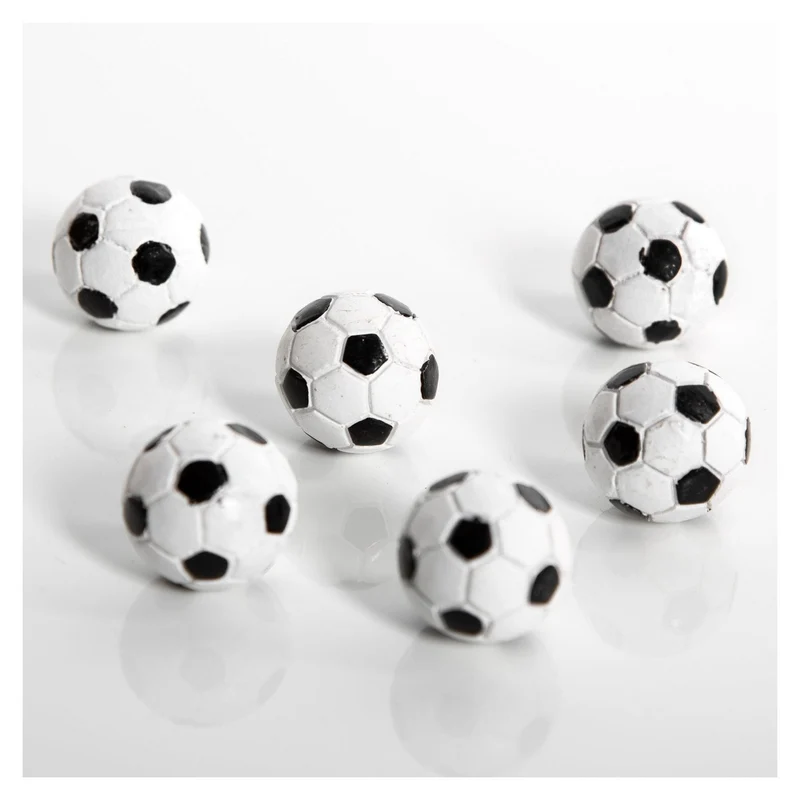 6 Mini Fußbälle - kleine Deko Bälle schwarz weiß 2 cm
