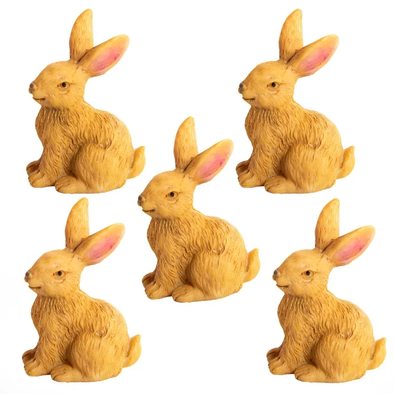 5 Mini Osterhasen braun Deko Hasen fürs Osternest 4,5 cm
