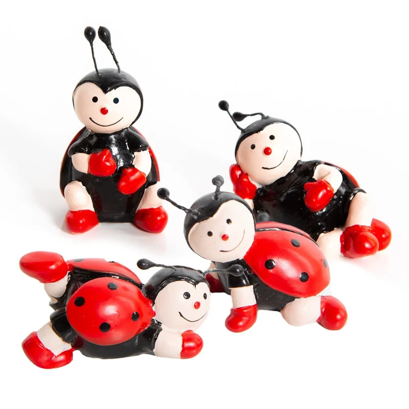 4 Mini Marienkäfer Silvester Glücksbringer 2024 schwarz rot