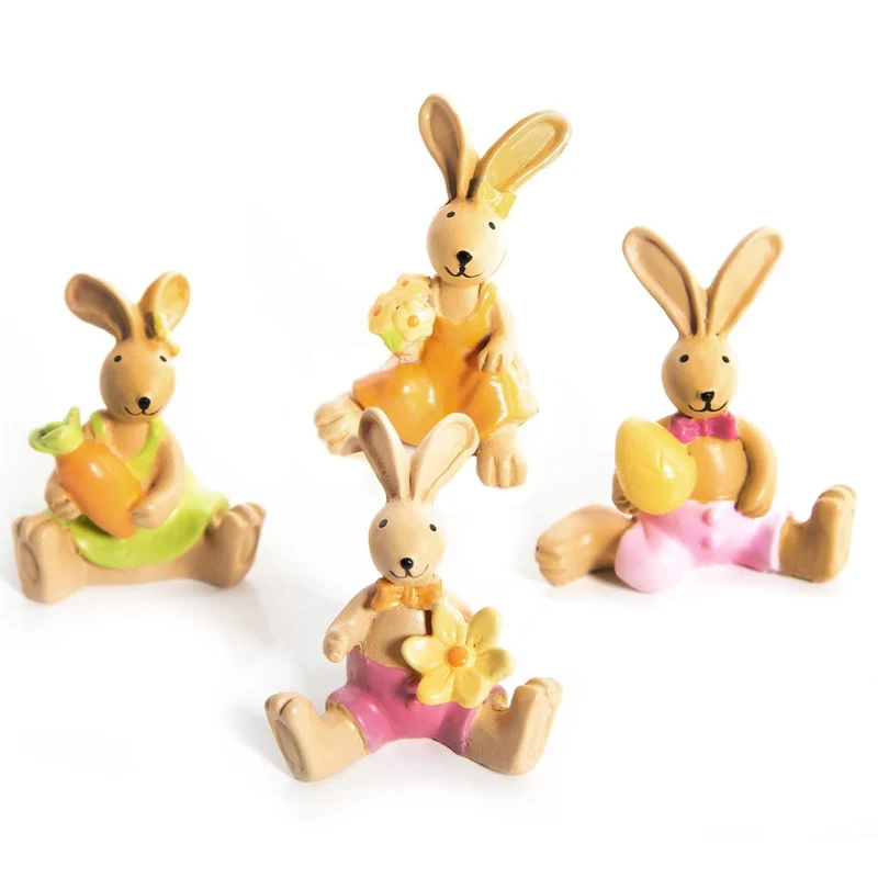 4 Bunte Ostern Deko Figuren Osterhasen Osterdeko 5,5 cm