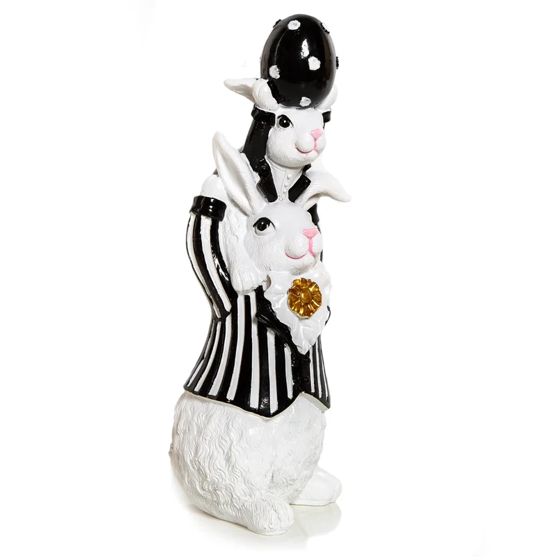 große Ostern Deko Figur Osterhase mit Baby und Osterei 28 cm