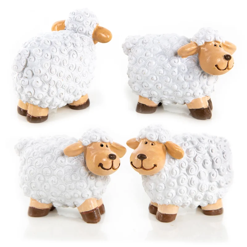 4 kleine Schafe Ostern Deko Figuren Tier Osterfest 6 cm