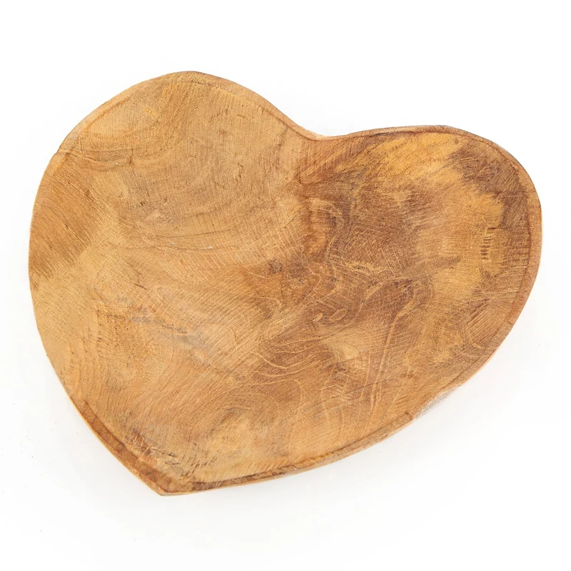 Herz Dekoschale aus Holz in Herzform braun 15 cm