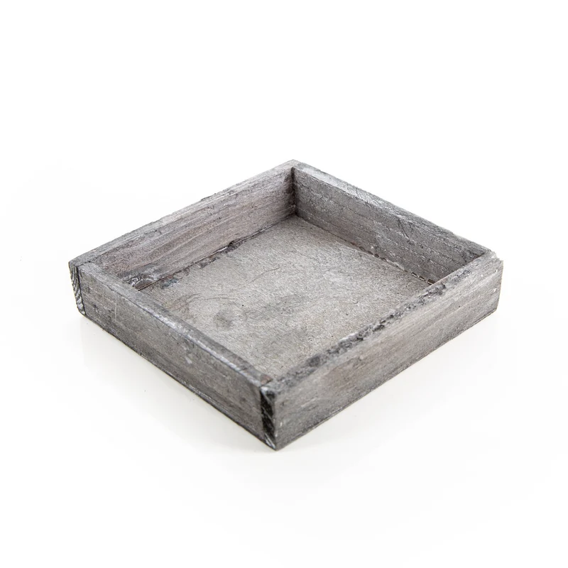Holztablett grau 14x14x3cm Dekoschale Holz Deko