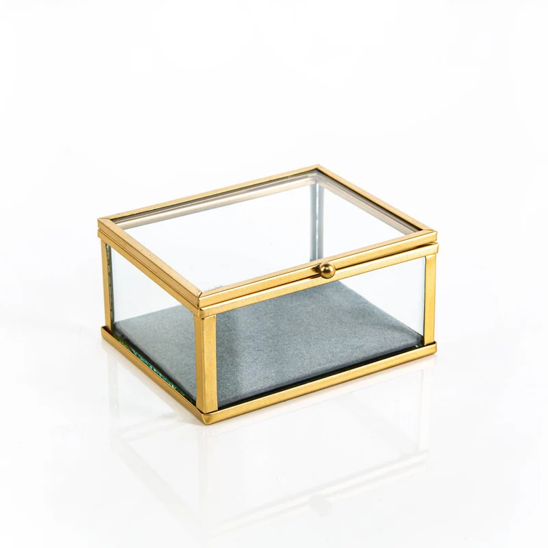 edle Schmuckschatulle Glas Metall gold transparent 10x8x4cm