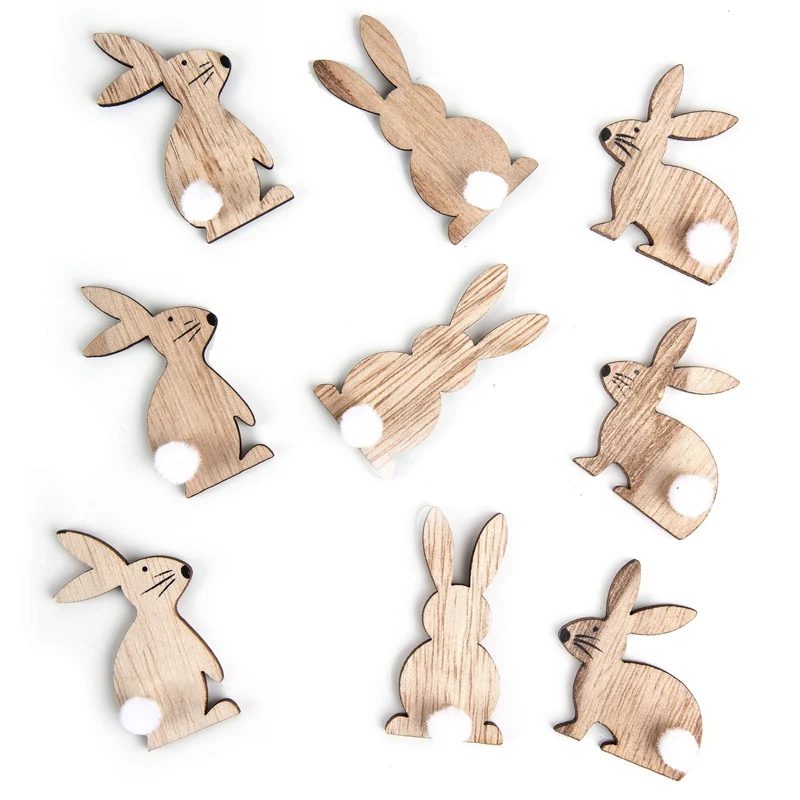 9 Mini Osterhasen mit Puschel Ostern braun weiß 4 cm