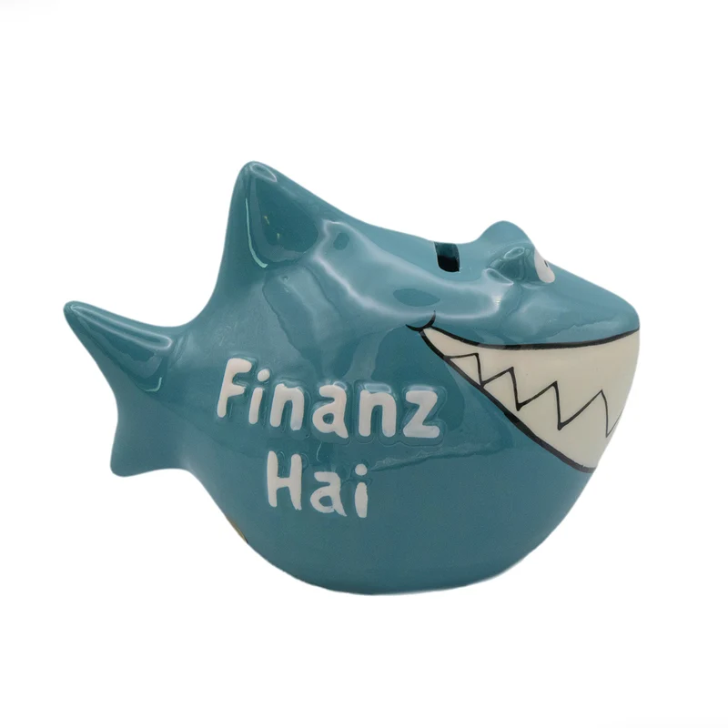 Finanzhai Spardose - Sparbüchse Fisch aus Keramik