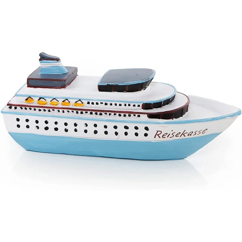 Kreuzfahrtschiff Reisekasse mit Öffnung - Spardose Schiff aus Kunststein