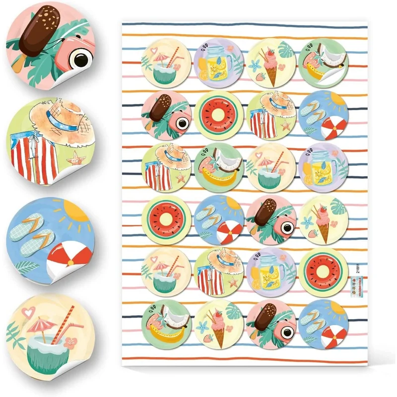 Logbuch-Verlag 24 sommerliche Geschenkaufkleber - Freizeit Motive - Urlaub Strand Sommerdeko Aufkleber Sommerurlaub Fotoalbum