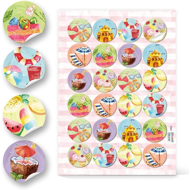 Logbuch-Verlag 48 bunte Sticker sommerlich - Sommerurlaub Fotoalbum Aufkleber Verzierung - Scrapbooking Bastelzubehör Urlaub Strand