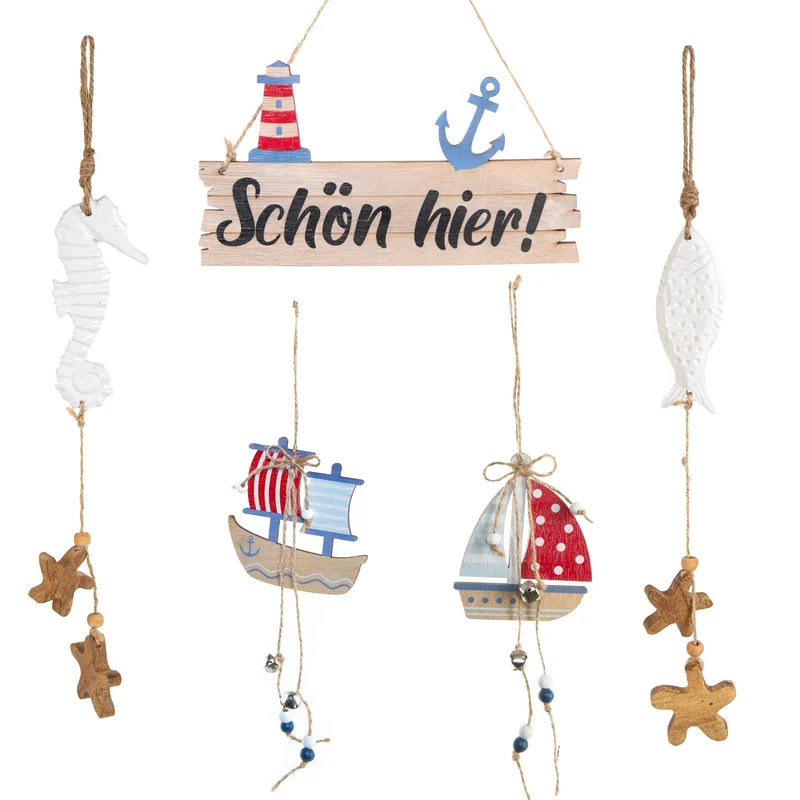 Hängedekoration 5 tlg. maritime Deko Fischernetz