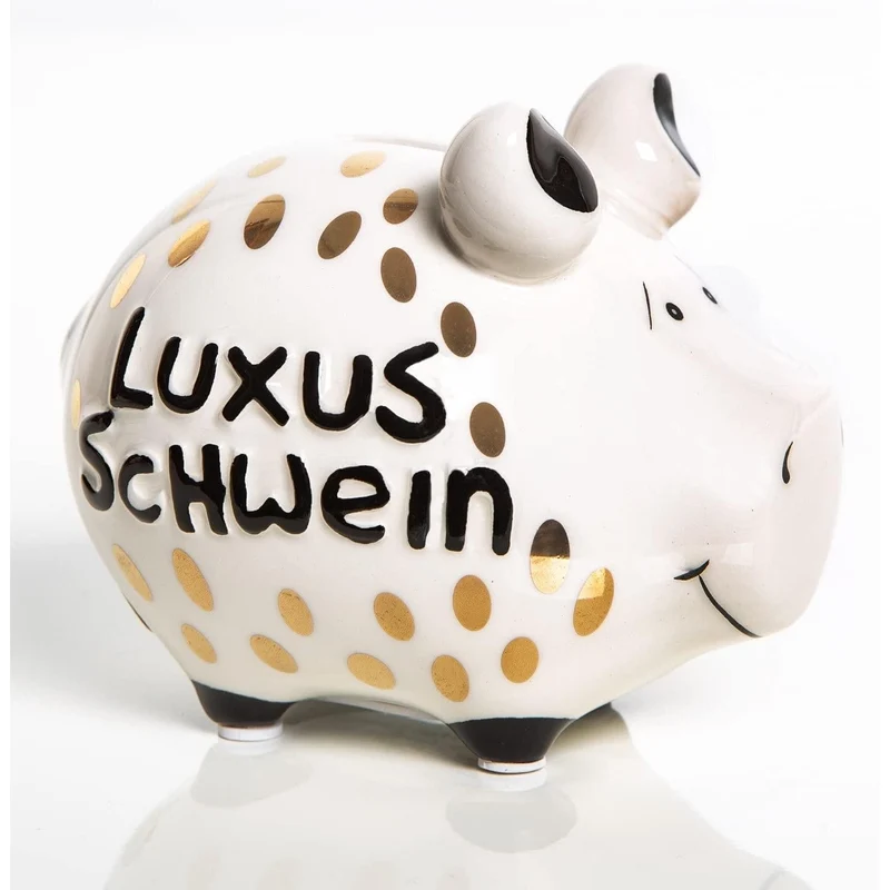 Edles Sparschwein LUXUSSCHWEIN weiß schwarz Gold