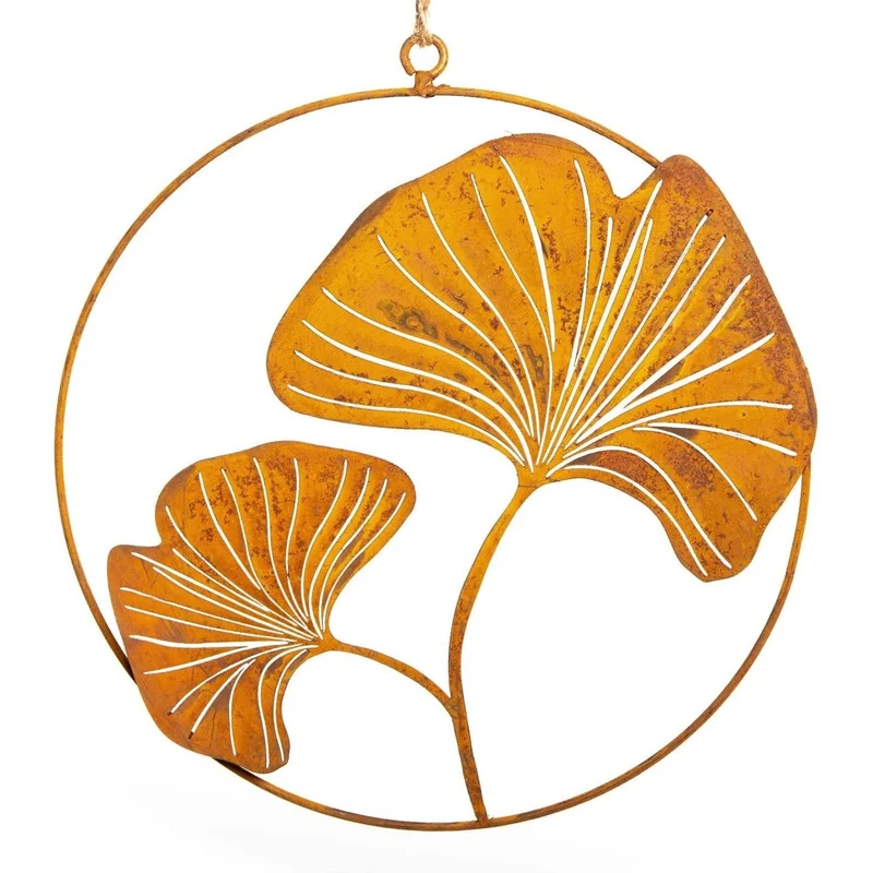 Ginkgo Türkranz aus Metall Rostbraun Vintage Patina
