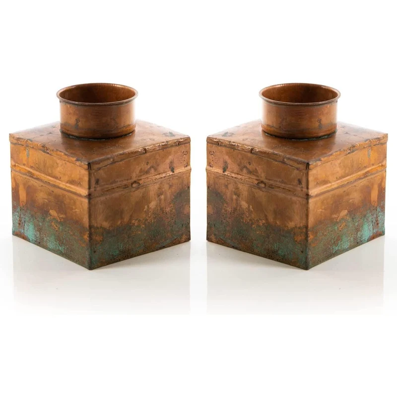 2 vintage Teelichthalter aus Blech rostbraun