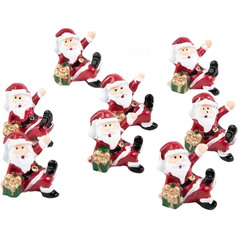 8 Mini Nikolaus Santa Figuren als kleines Geschenk - 3,5 cm rot Gold