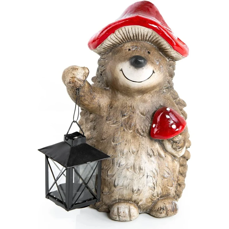 Herbstliche Igel Figur zum Hinstellen - mit Mini Laterne
