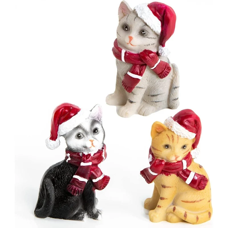 3 kleine Katzen Figuren zum Hinstellen - Katzendeko